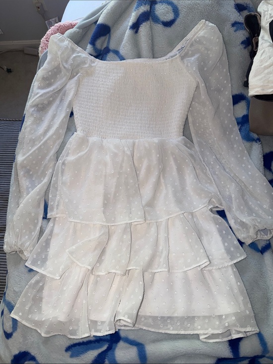 Altar'd State Dresses & Skirts - Altar'd State White Swiss Dot Tiered Mini Dress